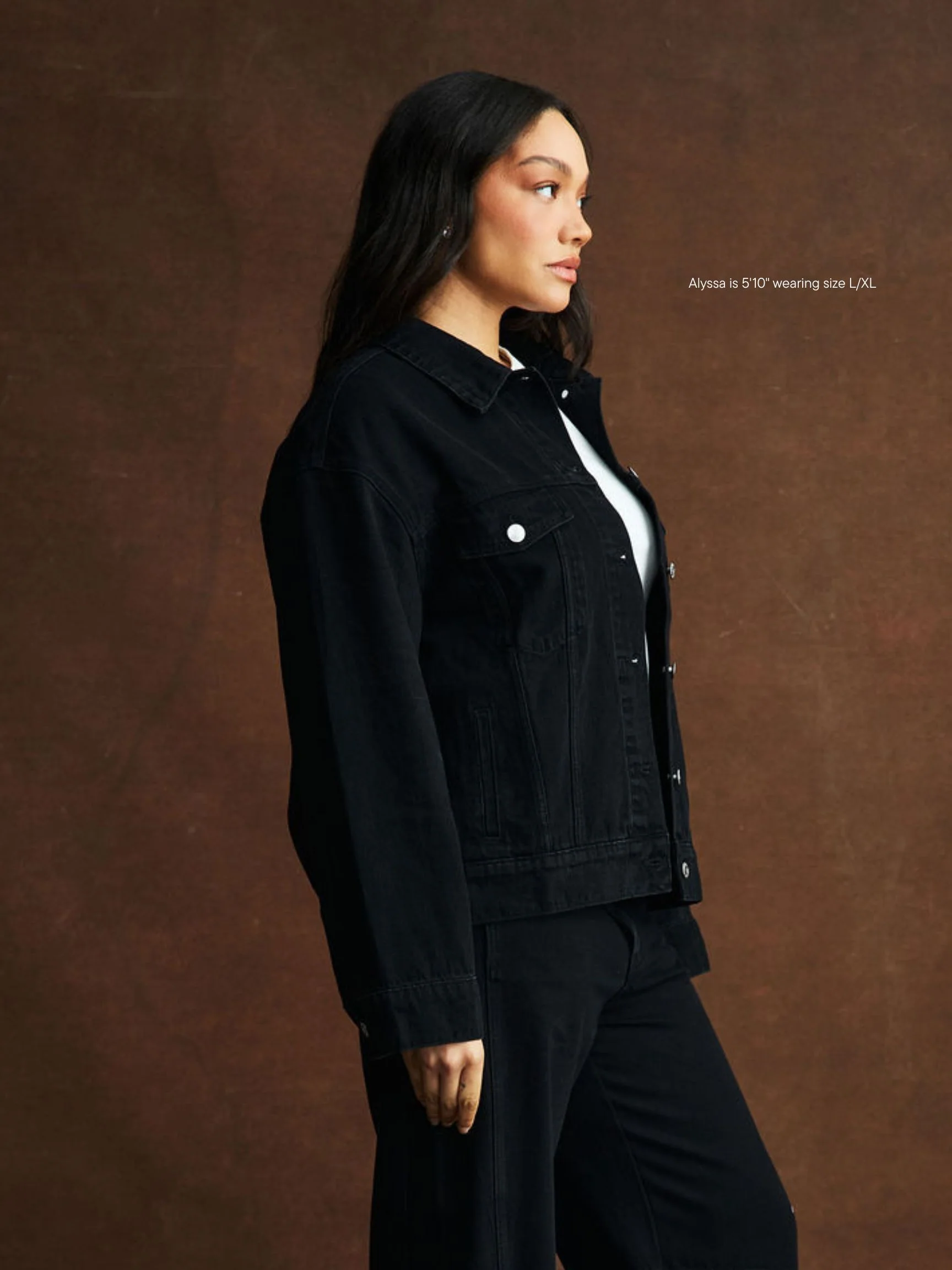 Oversized Denim Jacket - Black - Image 3